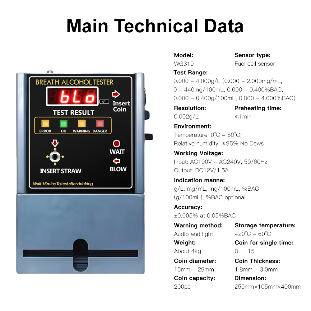AT319 Coin-Operated Breath Alcohol Tester: Precise Safety Guardian for ...